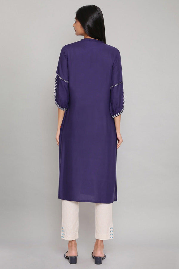 Blue Geometric Print Straight kurta