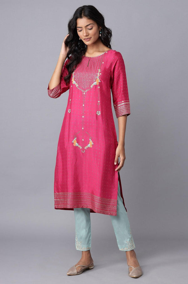 Magenta Printed Festive kurta