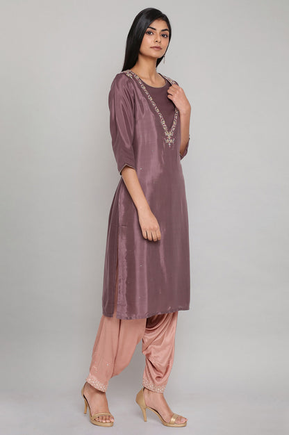 Purple kurta with Embroidery