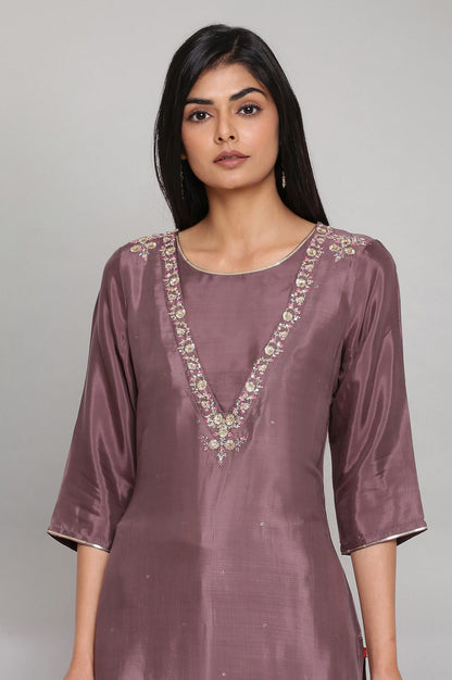 Purple kurta with Embroidery