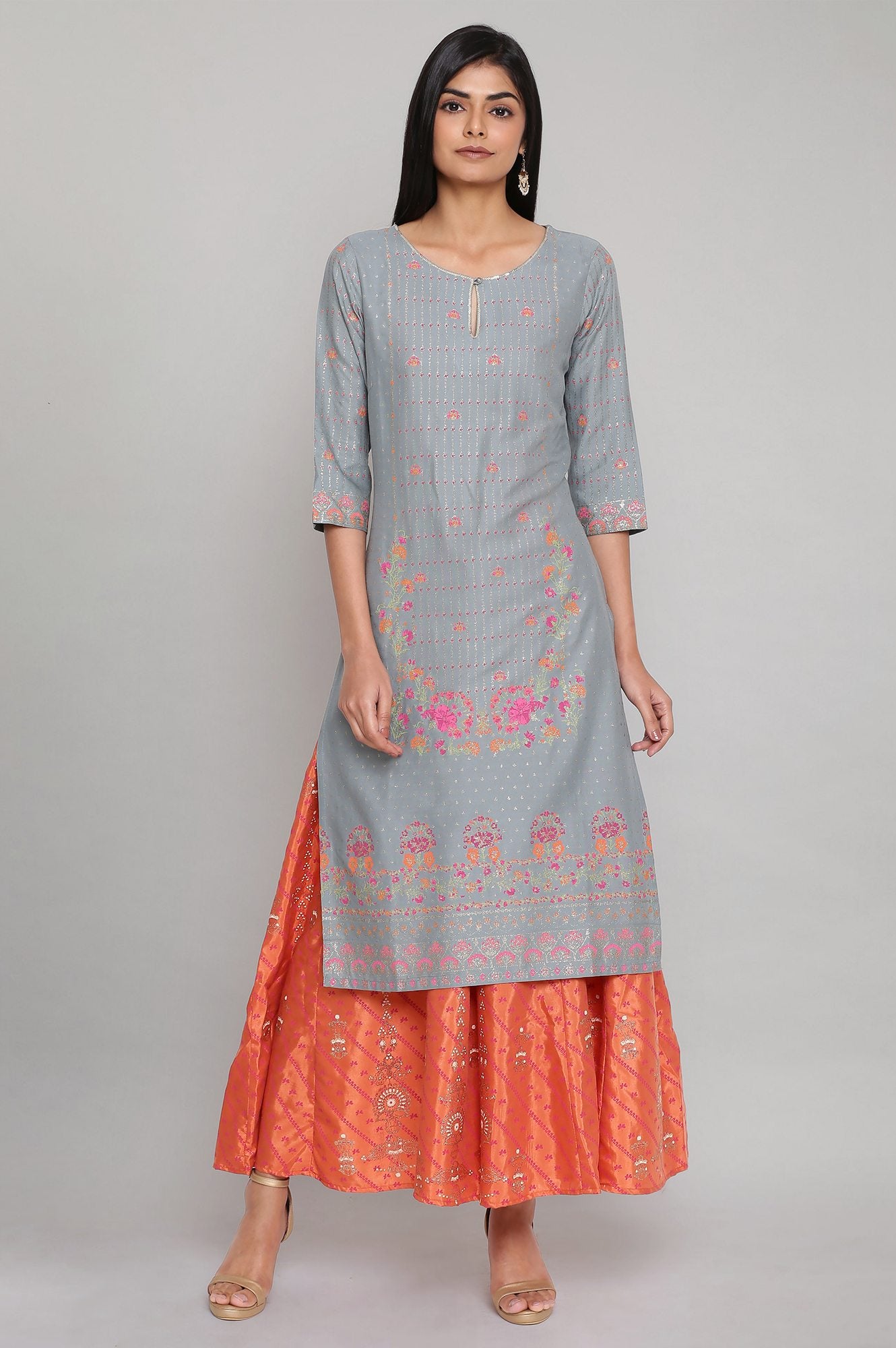 Blue Floral Printed kurta