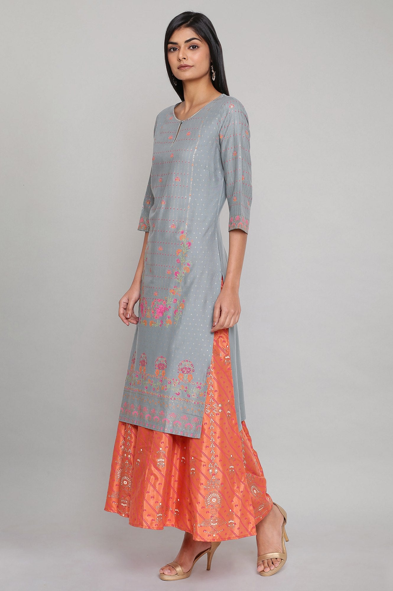 Blue Floral Printed kurta