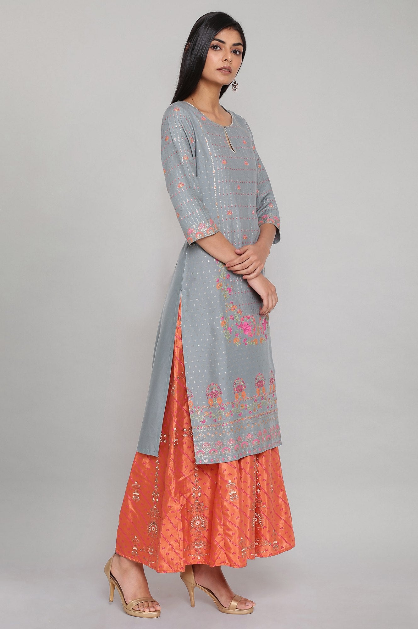 Blue Floral Printed kurta