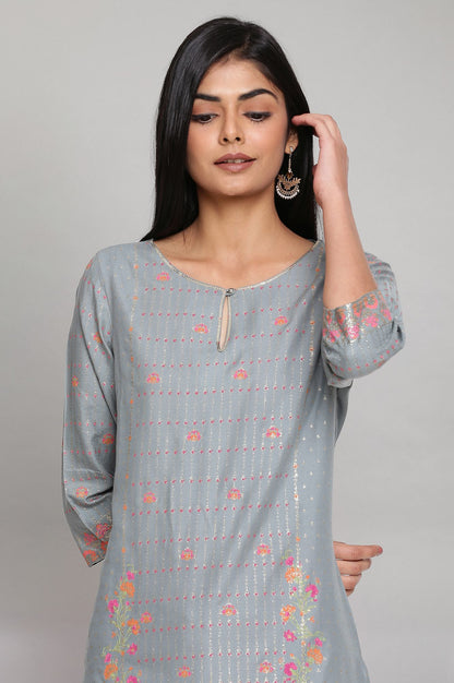 Blue Floral Printed kurta