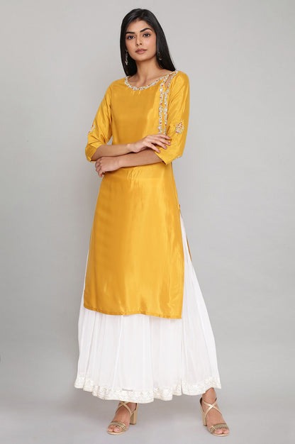 Yellow kurta with Embroidery