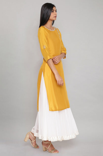 Yellow kurta with Embroidery