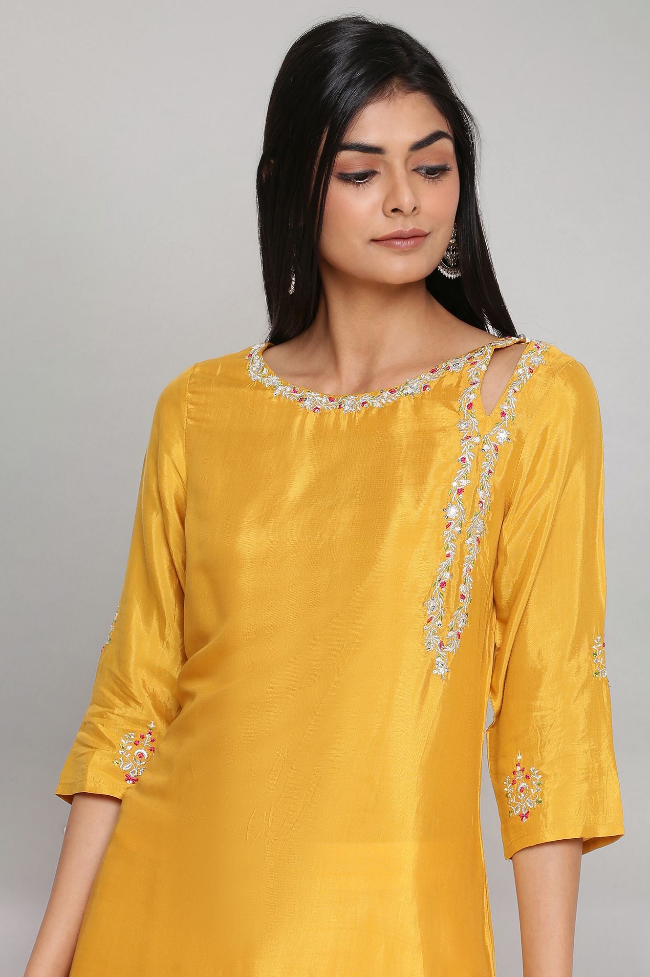 Yellow kurta with Embroidery