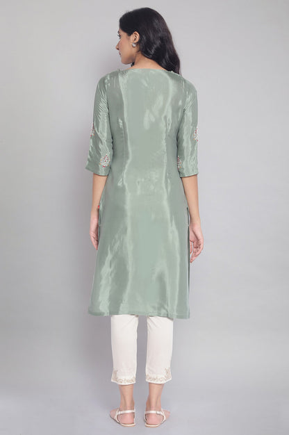 Green kurta with Embroidery