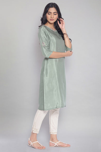 Green kurta with Embroidery