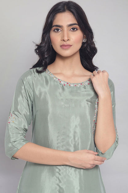 Green kurta with Embroidery