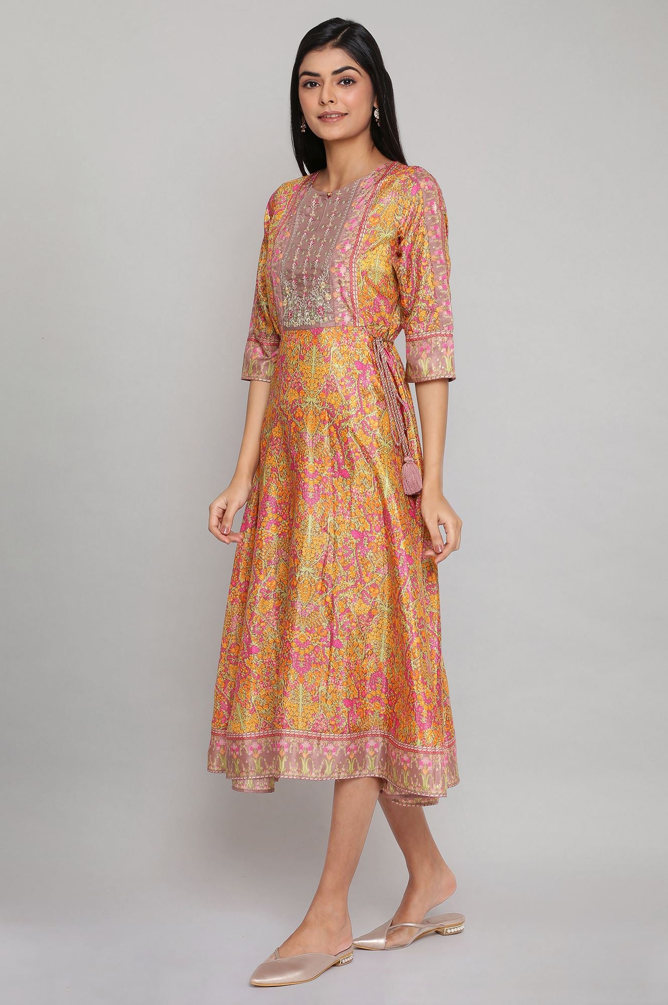 Multicoloured Dress with Side Ties