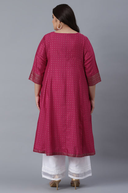 Magenta Geometric Print Flared kurta