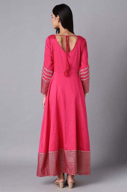 Magenta Dress With Embroidery