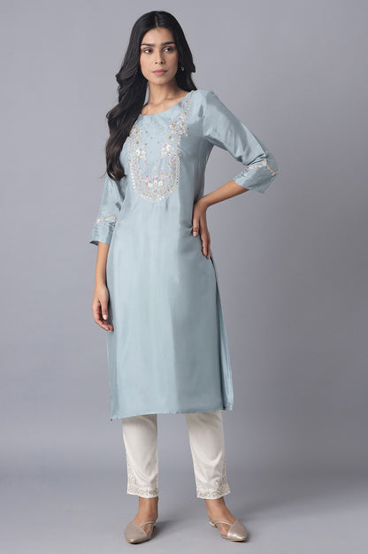 Blue Embroidered kurta