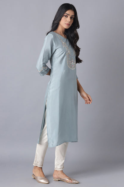 Blue Embroidered kurta