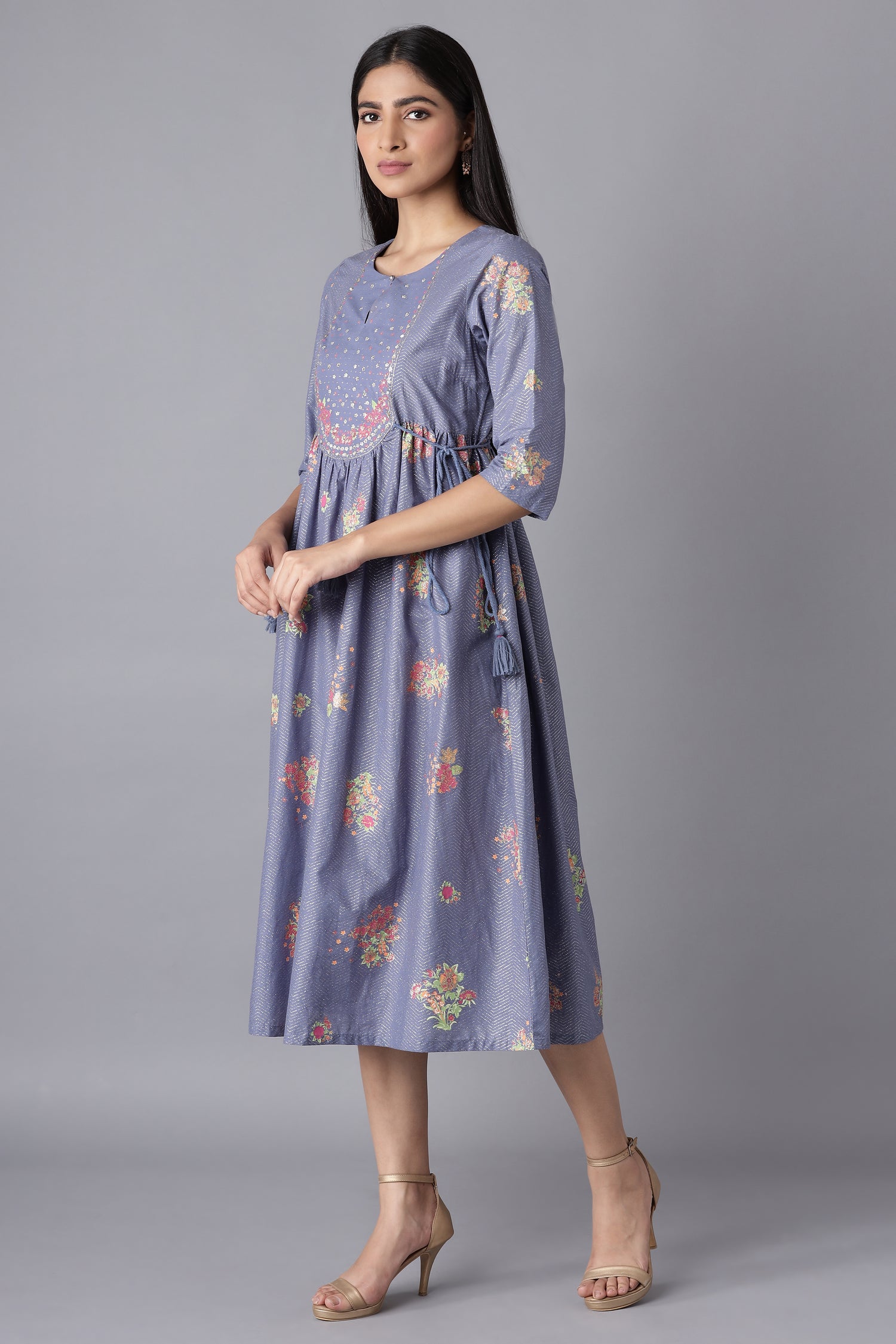 Blue Gathered Dress