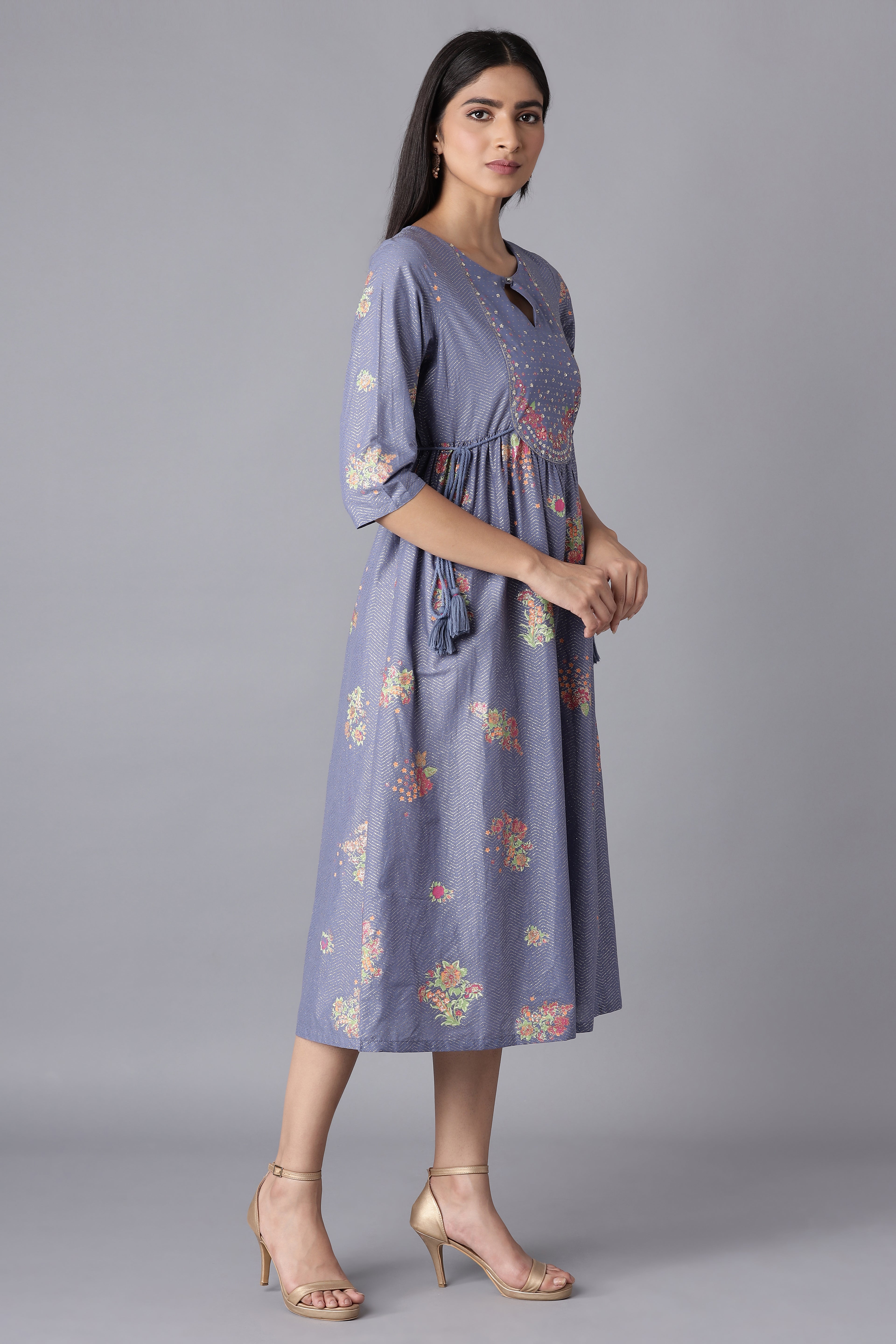 Blue Gathered Dress