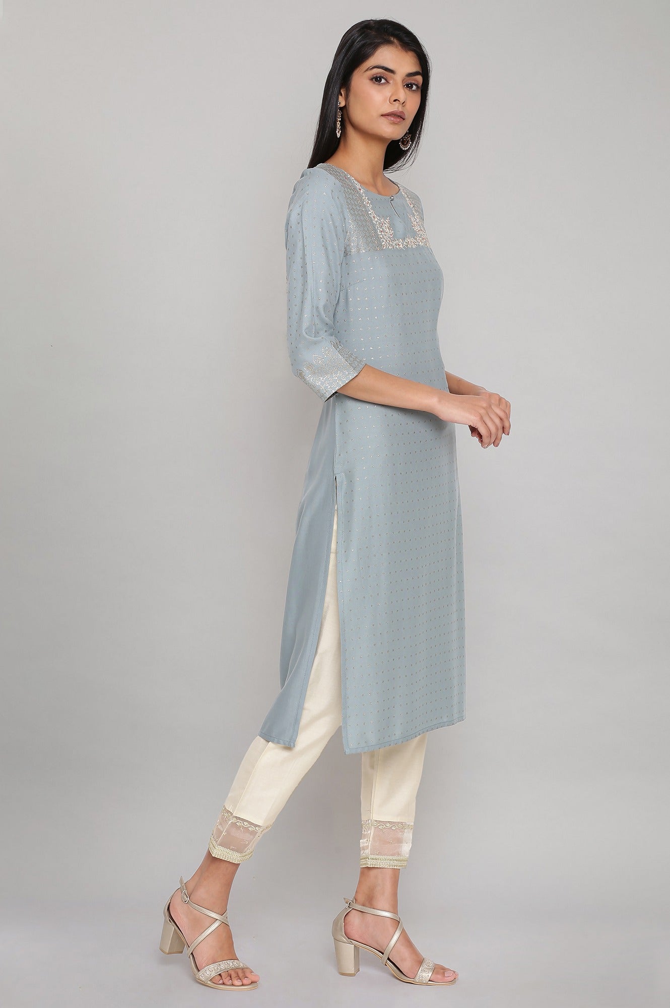 Turkish Blue kurta with Embroidery