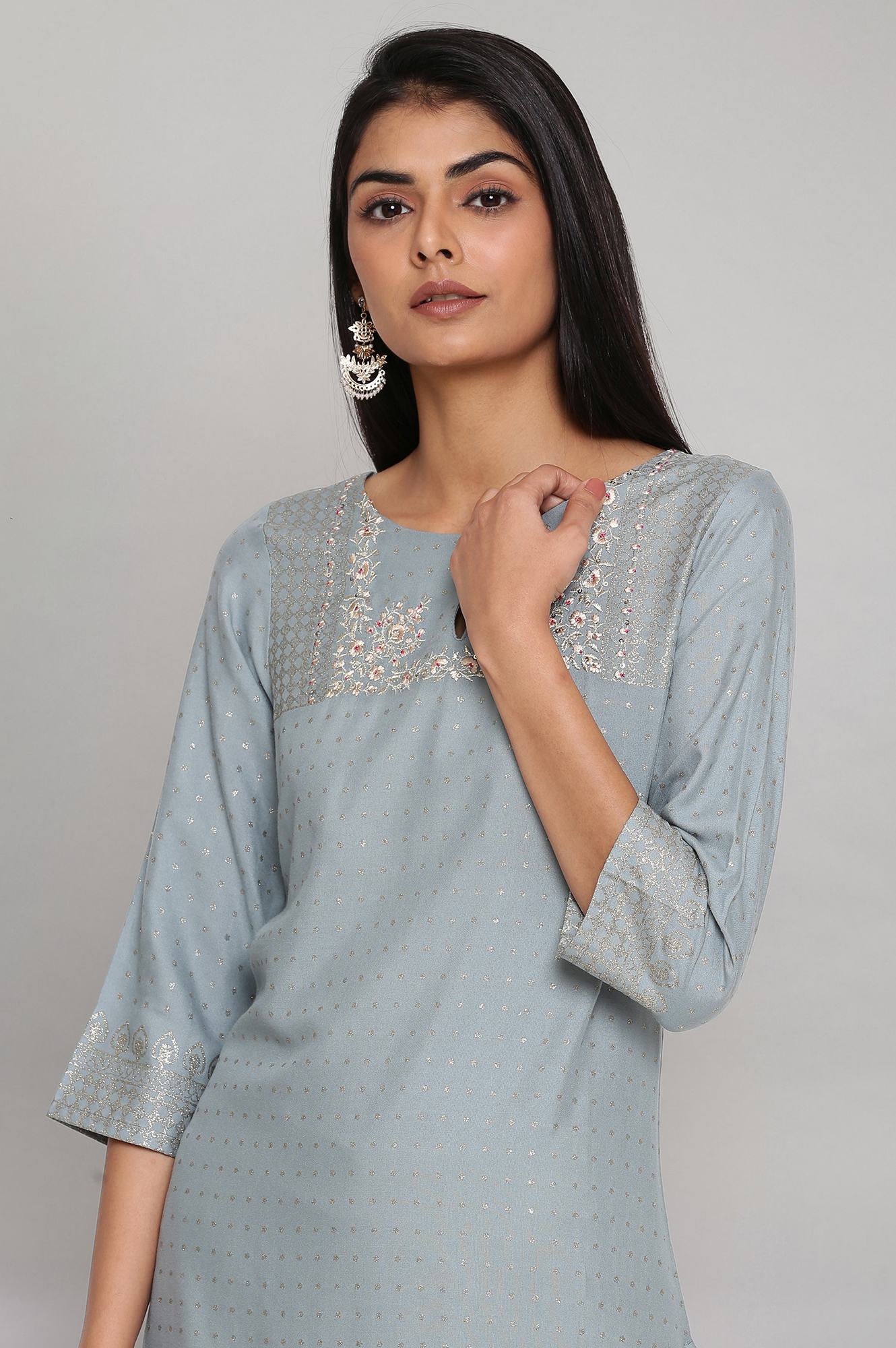 Turkish Blue kurta with Embroidery