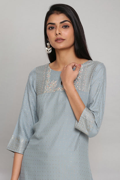 Turkish Blue kurta with Embroidery