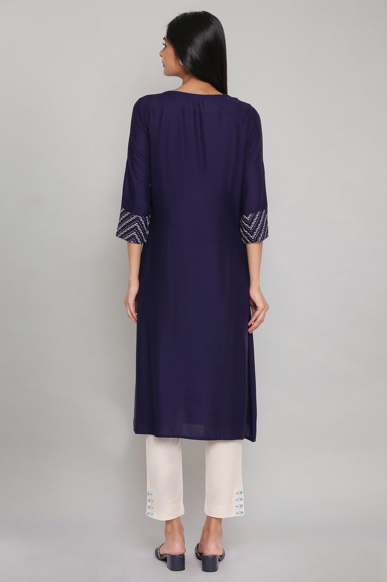 Patriot Blue Embroidered Straight kurta