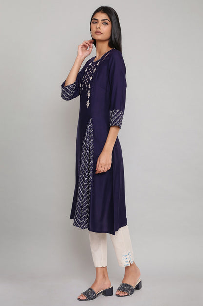 Patriot Blue Embroidered Straight kurta