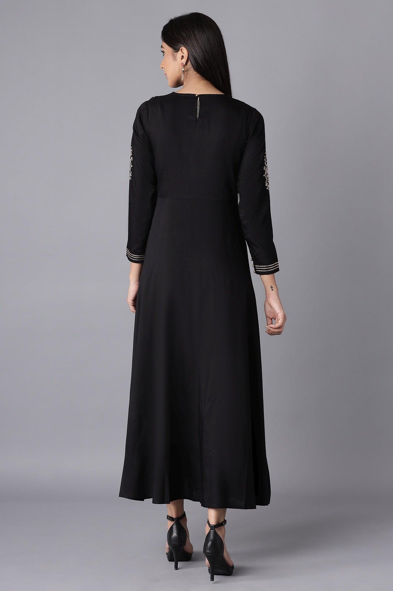 Black Dress with Embroidery - wforwoman