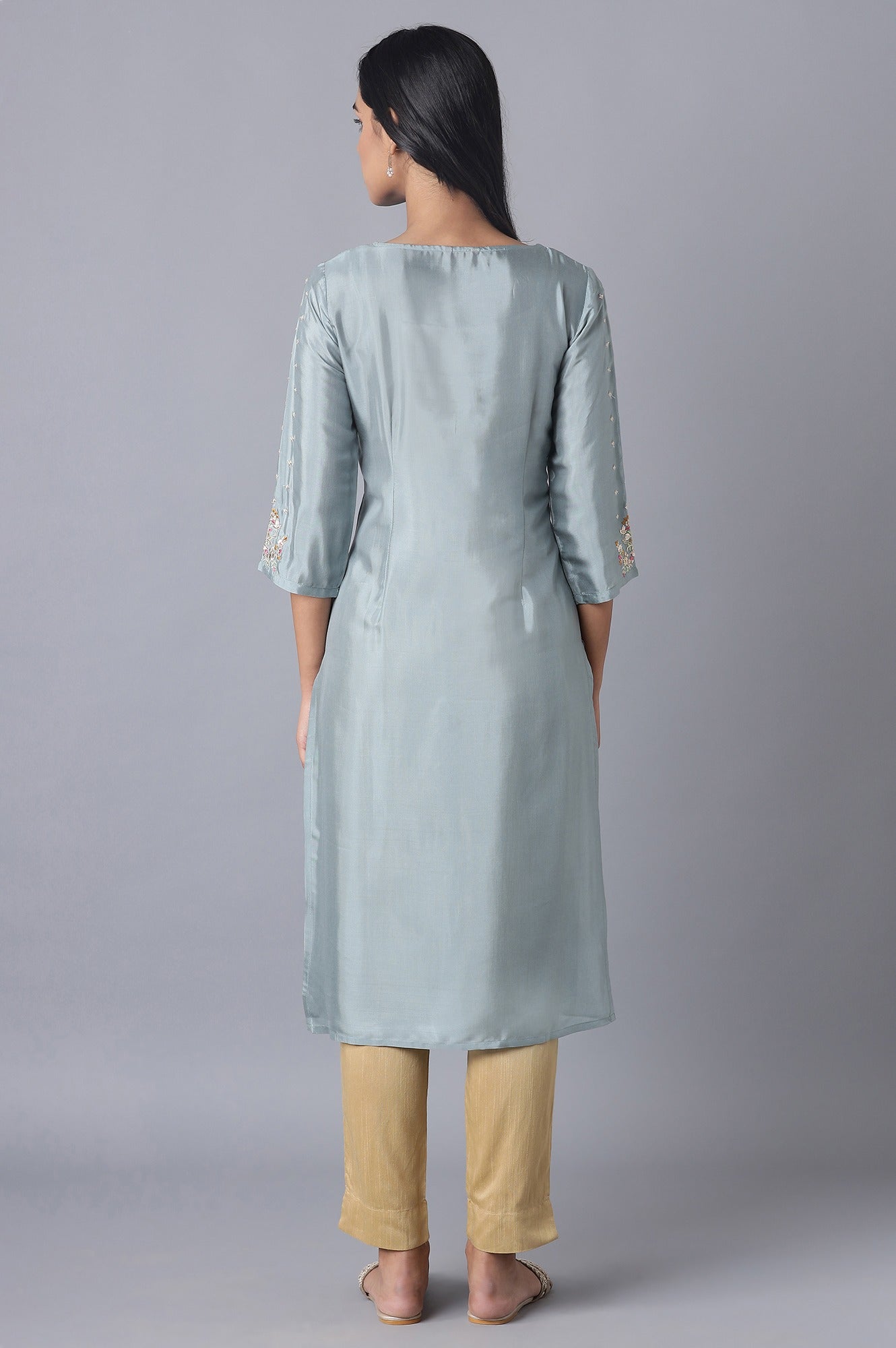 Turkish Blue Embroidered kurta