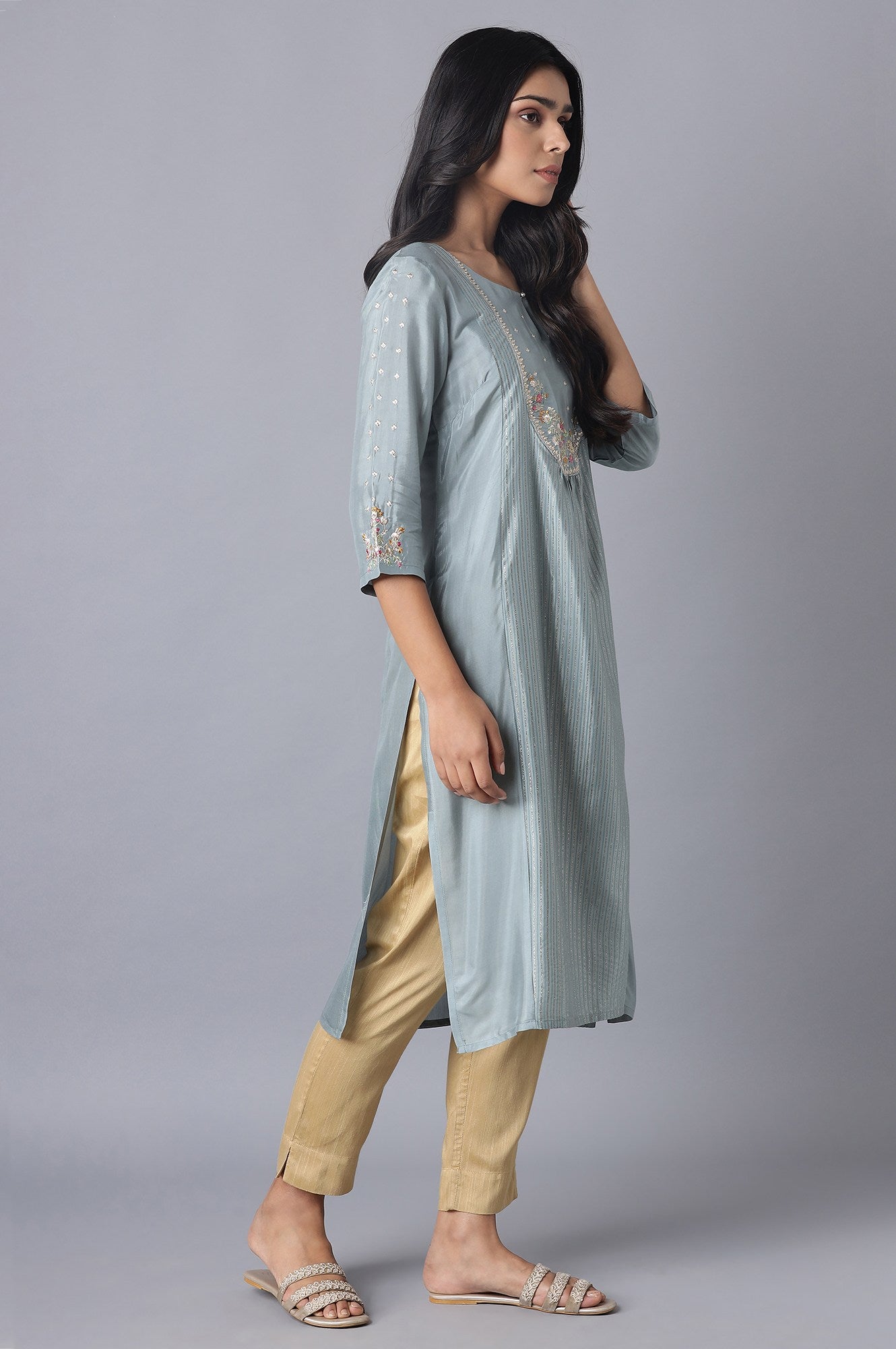 Turkish Blue Embroidered kurta