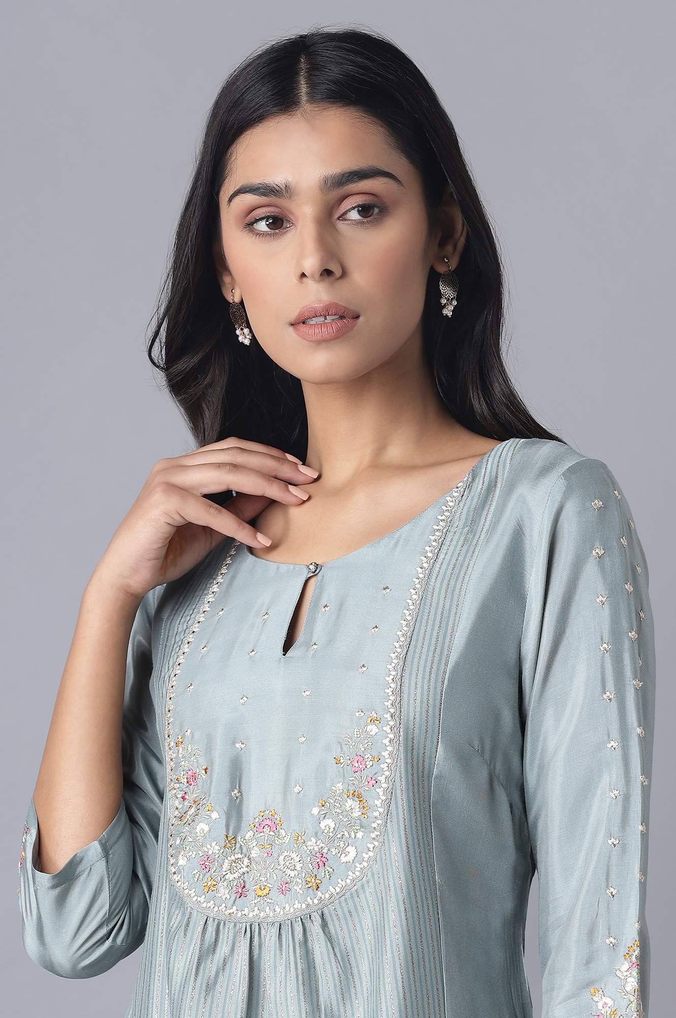 Turkish Blue Embroidered kurta