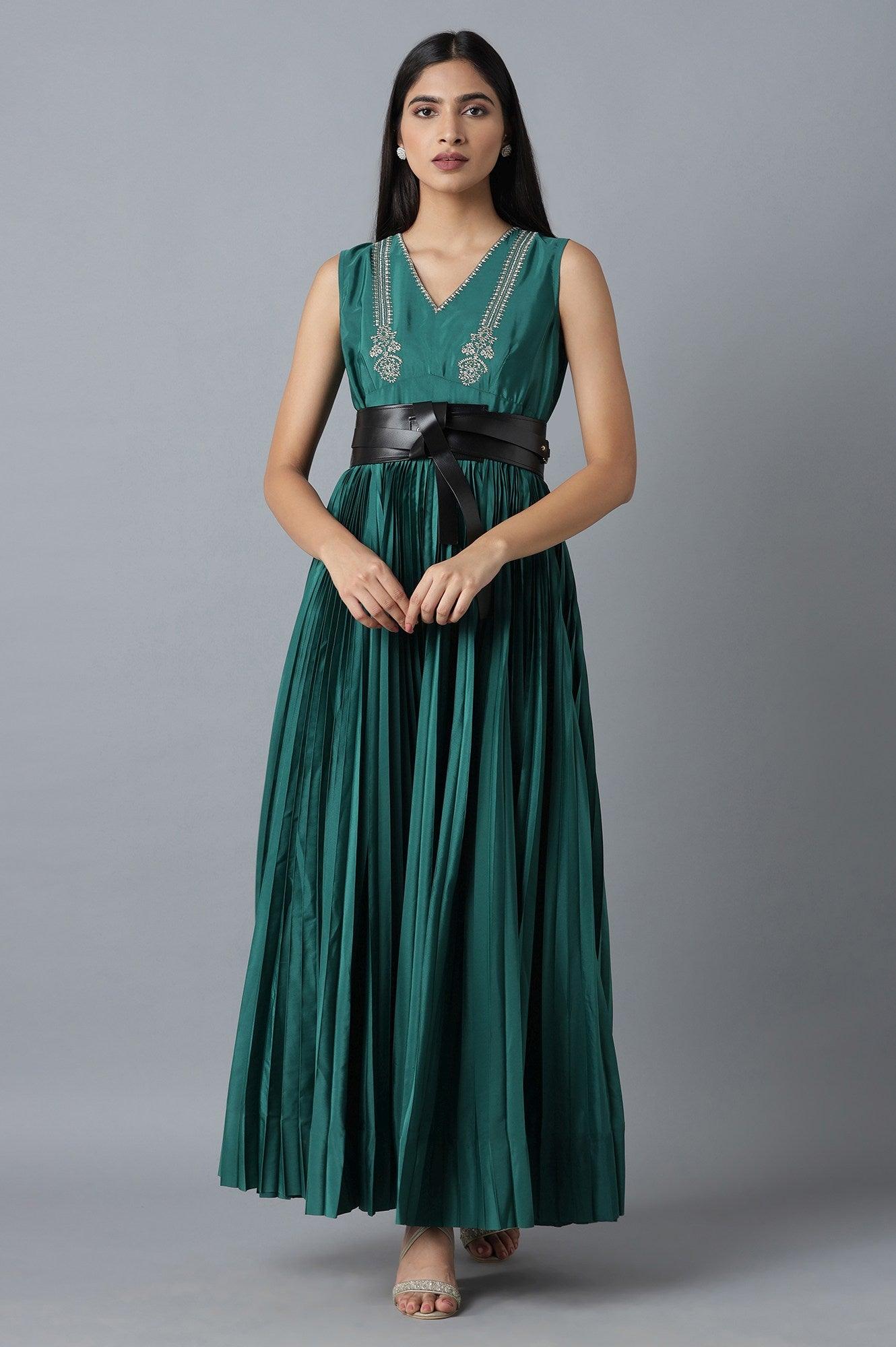 Dark Green Fusion Maxi Dress - wforwoman