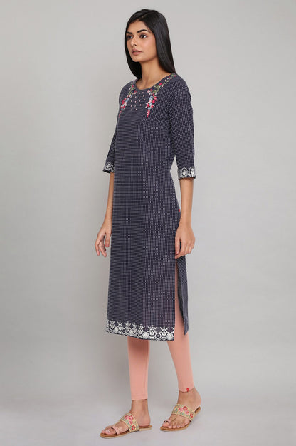 Blue Embroidered Yard Dyed kurta