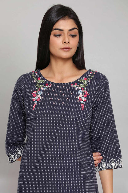 Blue Embroidered Yard Dyed kurta