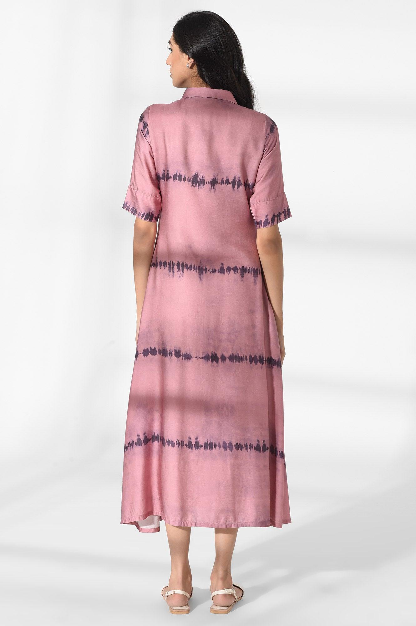 Pink Modal Satin Shirt Dress - wforwoman