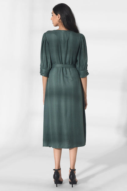 Dark Green Wrap Dress - wforwoman