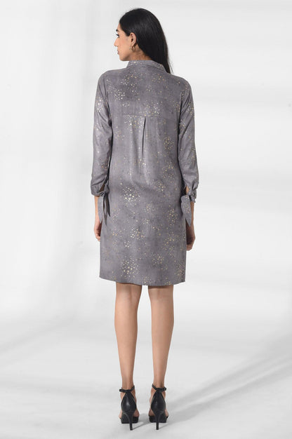 Light Grey Embroidered Dress - wforwoman