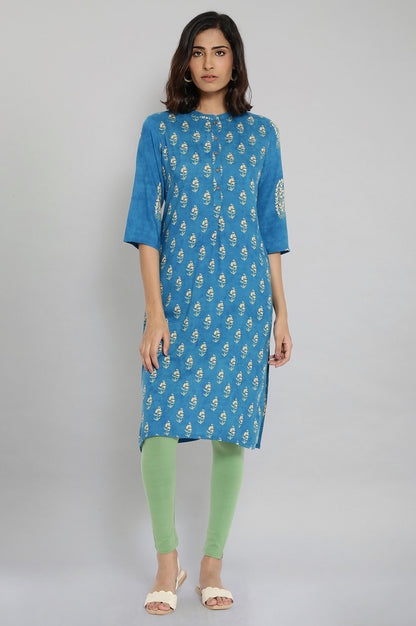 Blue Printed Button Down kurta