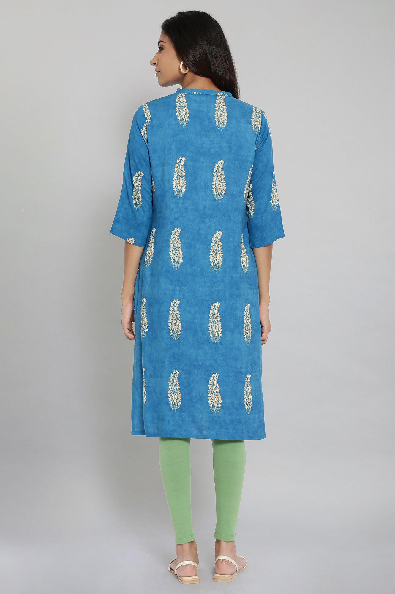 Blue Printed Button Down kurta