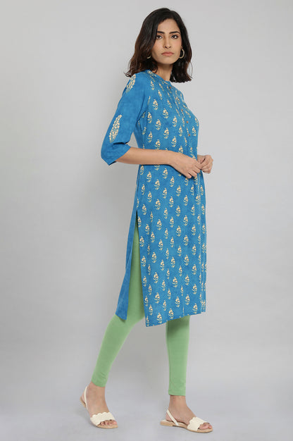 Blue Printed Button Down kurta