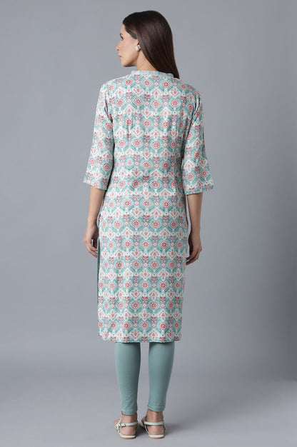 Blue Printed Button Down kurta