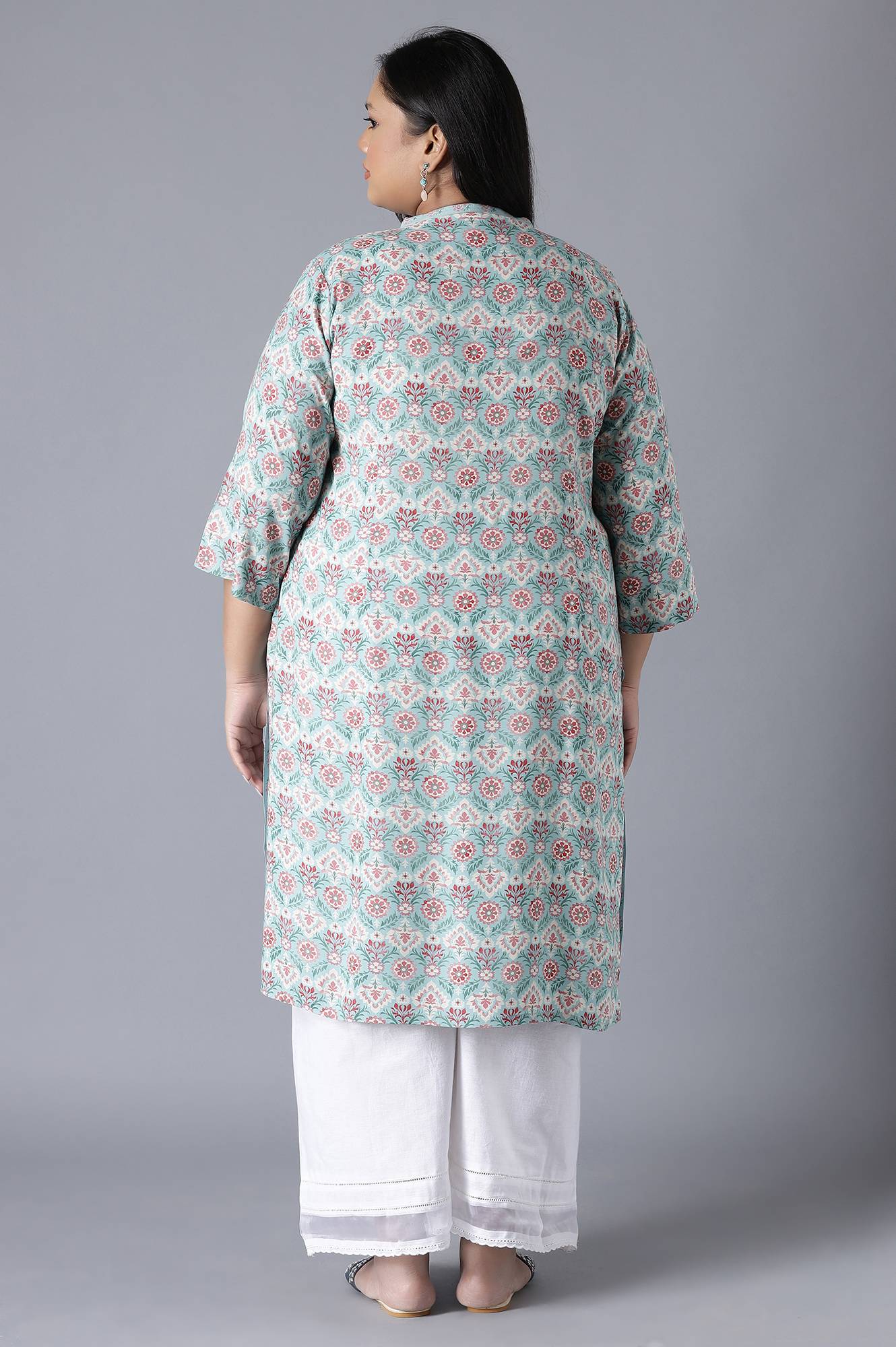 Blue Printed Button Down kurta