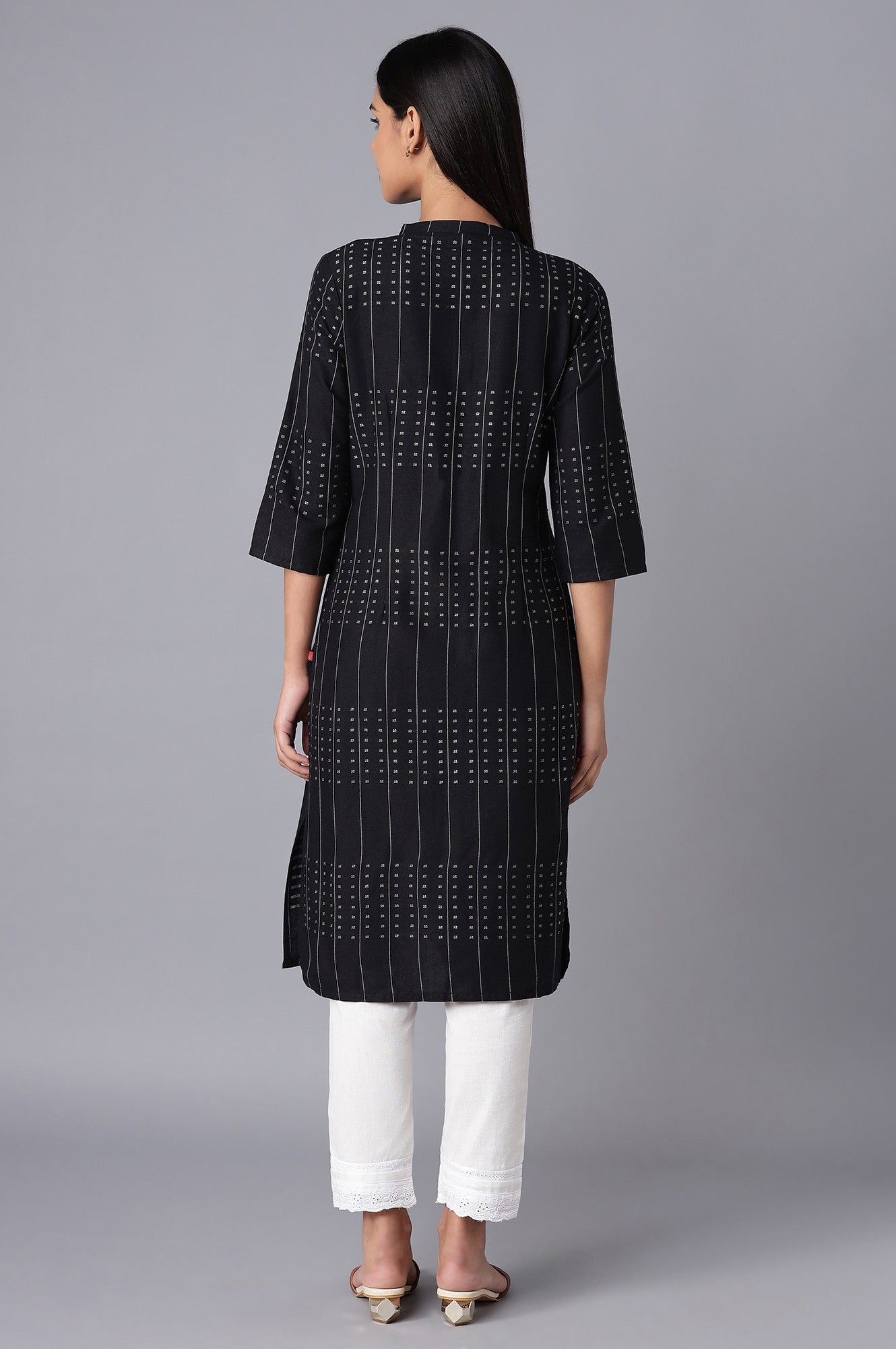 Black Printed Button Down kurta