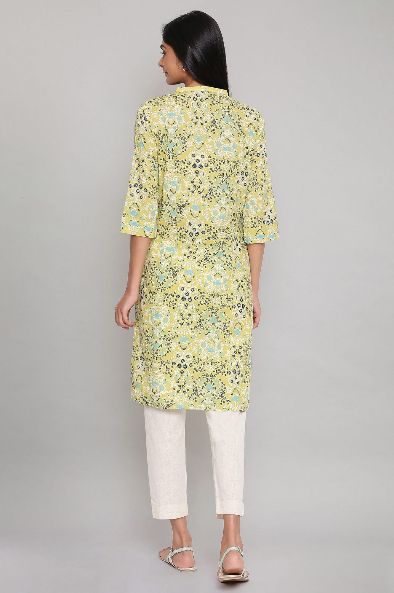 Green Printed Button Down kurta