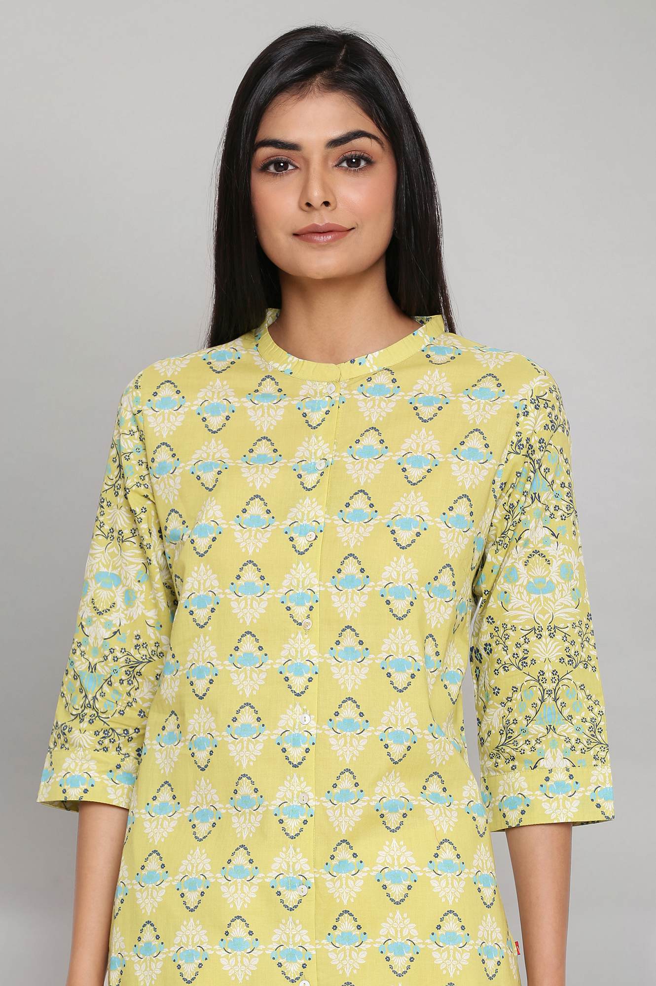 Green Printed Button Down kurta