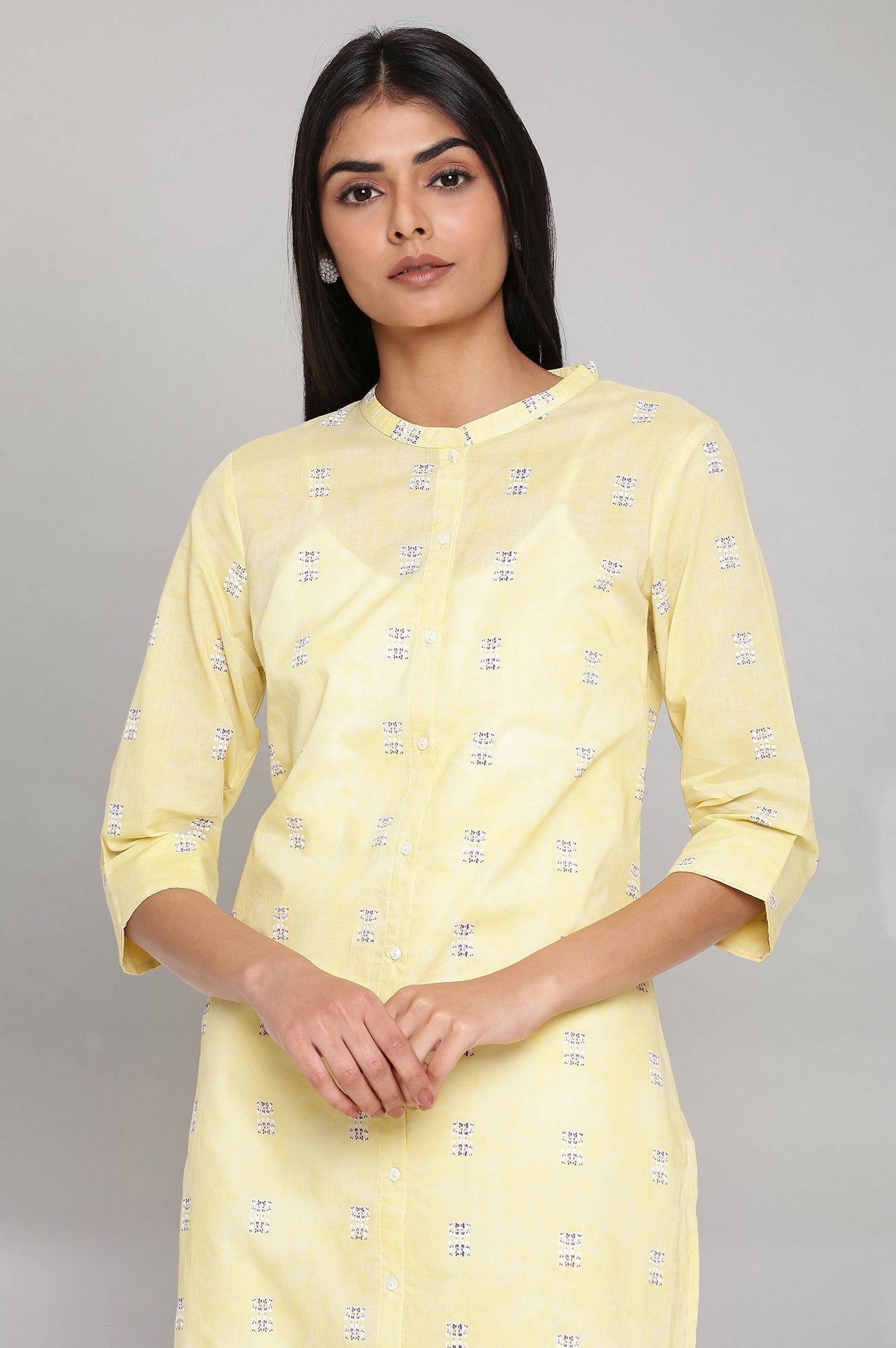 Moss Green Printed Button Down kurta