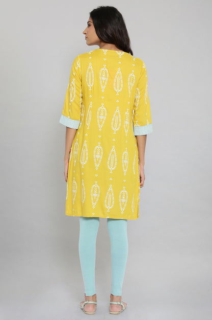 Yellow Printed kurta