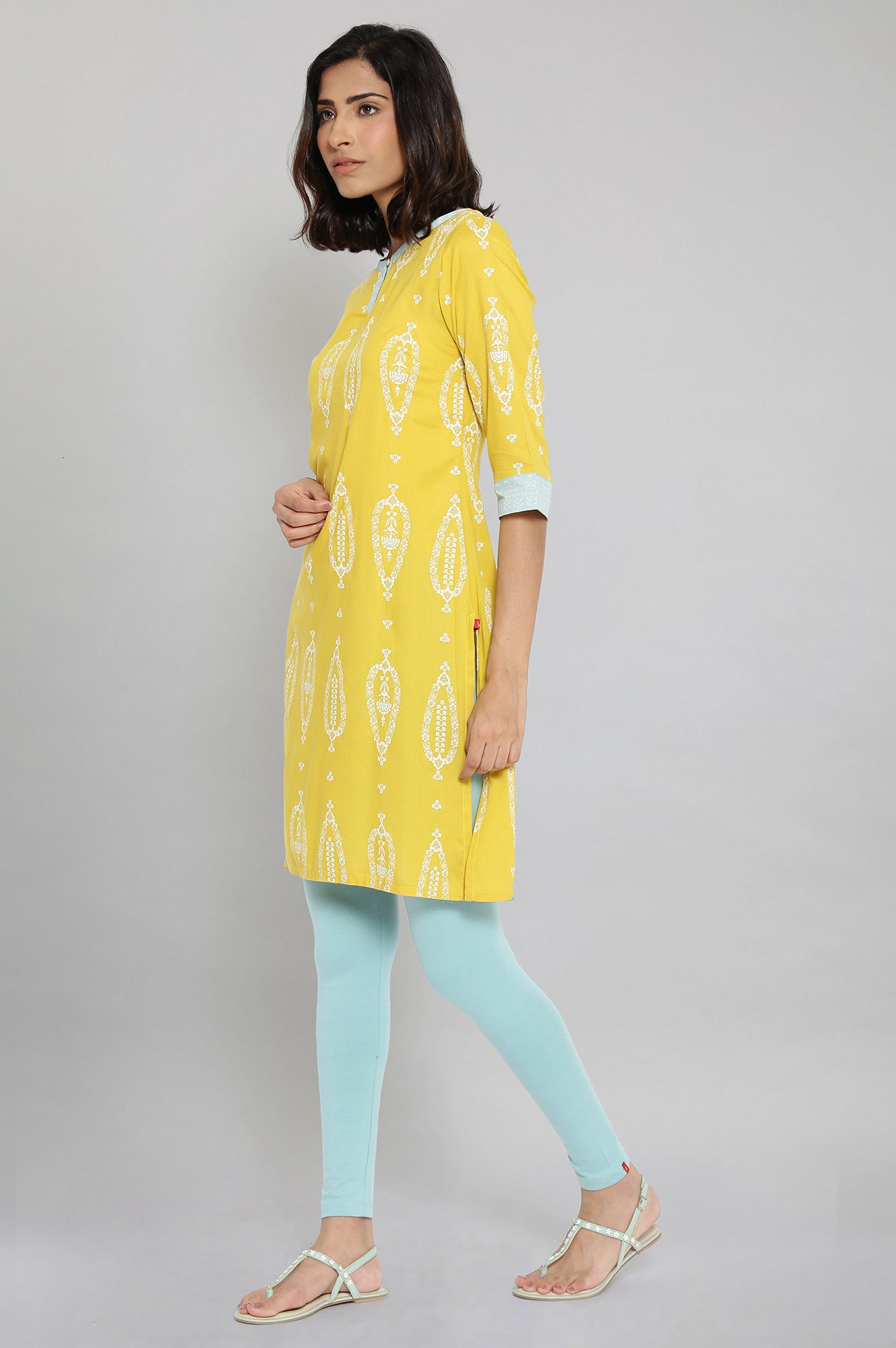 Yellow Printed kurta