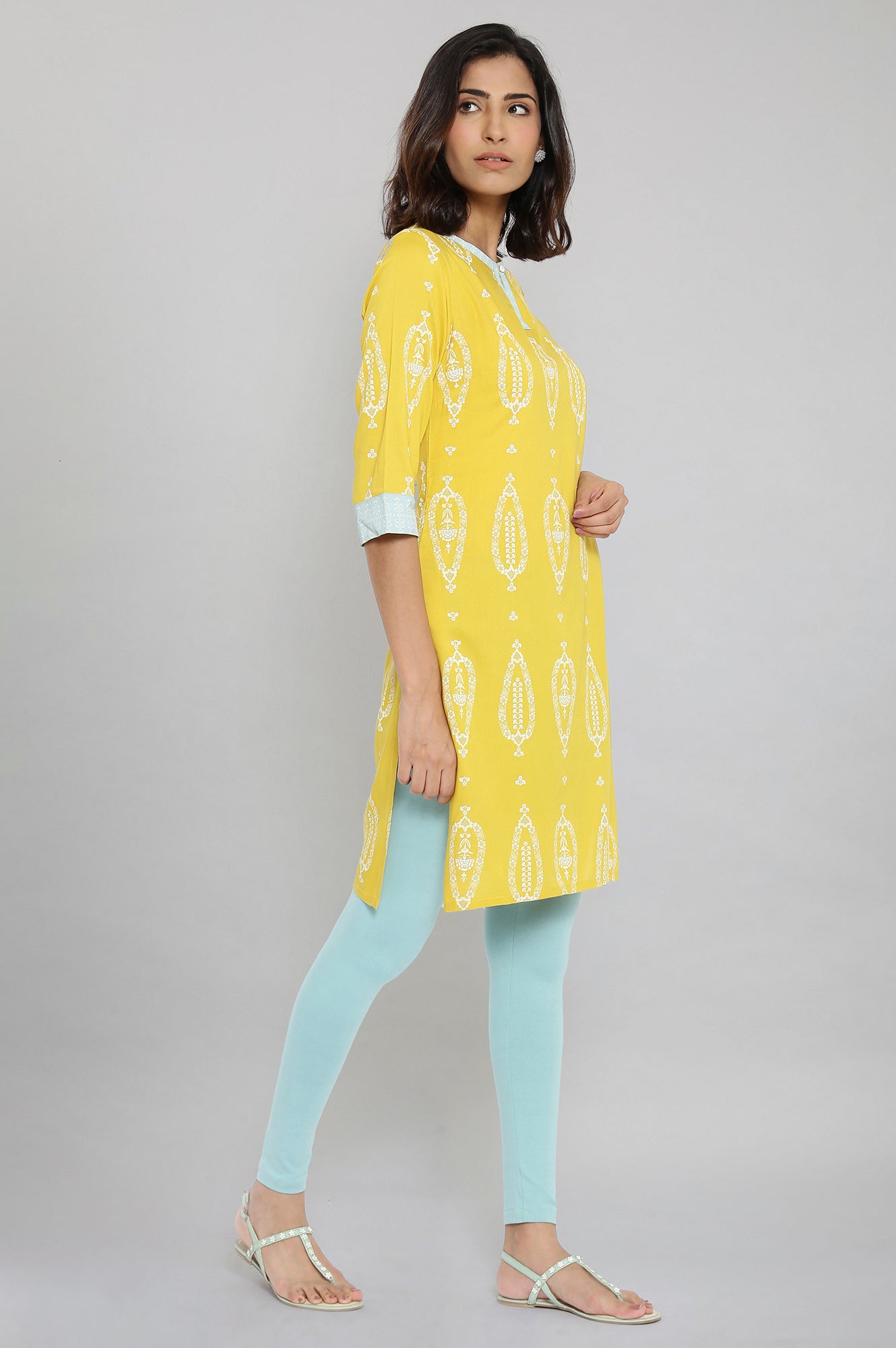 Yellow Printed kurta