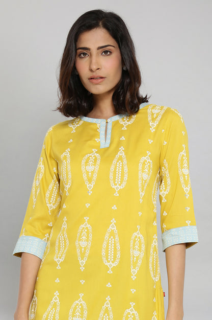 Yellow Printed kurta