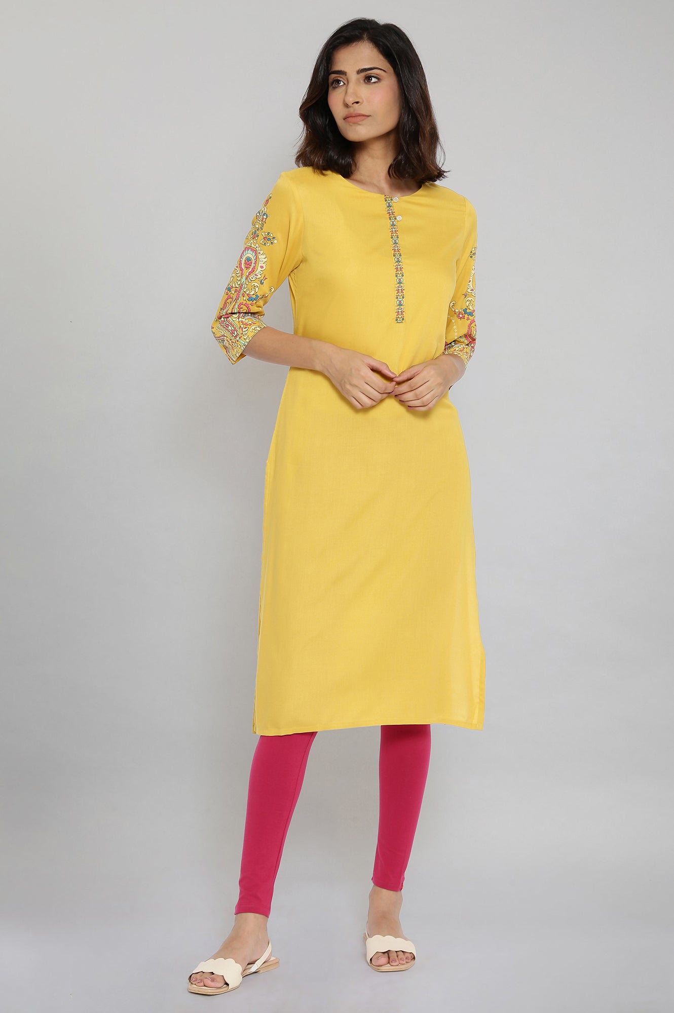 Dark Yellow Printed kurta